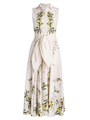 Floral Sleeveless Cotton Fit & Flare Maxi Dress