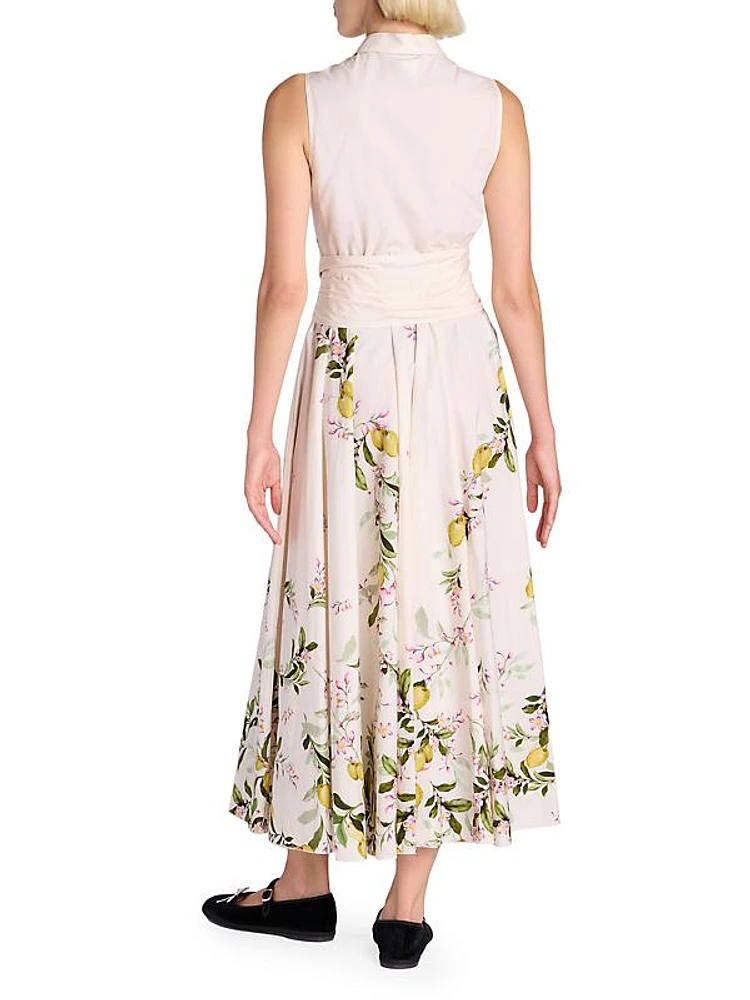 Floral Sleeveless Cotton Fit & Flare Maxi Dress