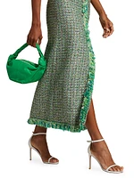 Fringe-Trimmed Tweed Maxi Skirt