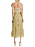 Lace-Trimmed Sleeveless Midi-Dress