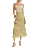 Lace-Trimmed Sleeveless Midi-Dress