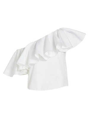 Ruffled Cotton One-Shoulder Blouse