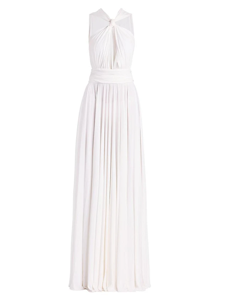 Cut-Out Sleeveless Halterneck Gown