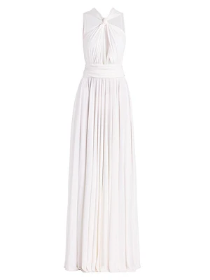 Cut-Out Sleeveless Halterneck Gown