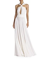 Cut-Out Sleeveless Halterneck Gown