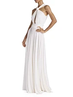 Cut-Out Sleeveless Halterneck Gown