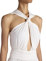 Cut-Out Sleeveless Halterneck Gown