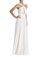 Cut-Out Sleeveless Halterneck Gown