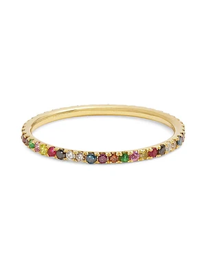 Classic Thread 18K Yellow Gold & Rainbow Multi-Stone Ring