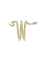 18K Yellow Gold & White Diamond Single Python Ring