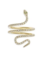 18K Yellow Gold & White Diamond Single Python Ring