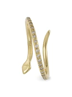 Small 18K Yellow Gold, Diamond & Tsavorite Snake Ring