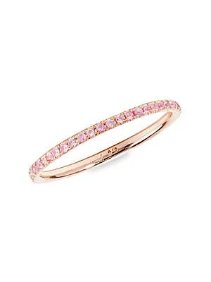18K Rose Gold & Pink Sapphire Thread Band Ring