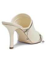 100MM Zippered Leather Peep-Toe Mules