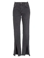 Straight-Leg Split-Hem Jeans