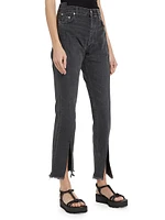 Straight-Leg Split-Hem Jeans