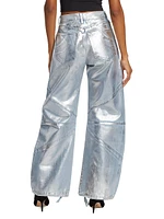 Frederic Foil High-Rise Seamed Bow-Leg Jeans