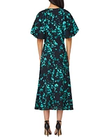 Nala Floral Puff-Sleeve Midi-Dress