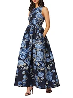 Serra Floral Jacquard Gown