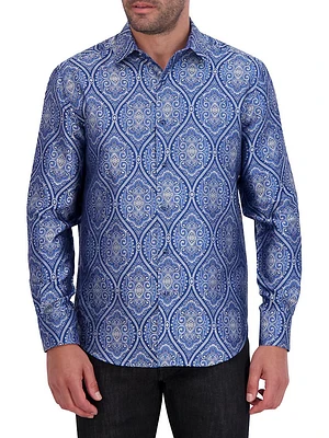 Sovereignty Jacquard Silk Button-Front Shirt