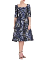 Piper Metallic Floral Midi Dress