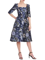 Piper Metallic Floral Midi Dress