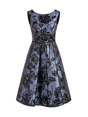 Jackie Metallic Floral Midi-Dress