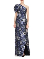 Briana Floral One-Shoulder Tulip Gown