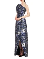 Briana Floral One-Shoulder Tulip Gown