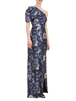 Briana Floral One-Shoulder Tulip Gown