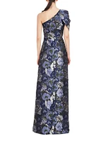 Briana Floral One-Shoulder Tulip Gown