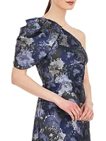 Briana Floral One-Shoulder Tulip Gown