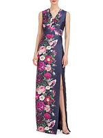 Coraline Floral Satin Column Gown