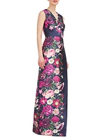 Coraline Floral Satin Column Gown