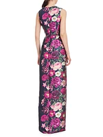 Coraline Floral Satin Column Gown