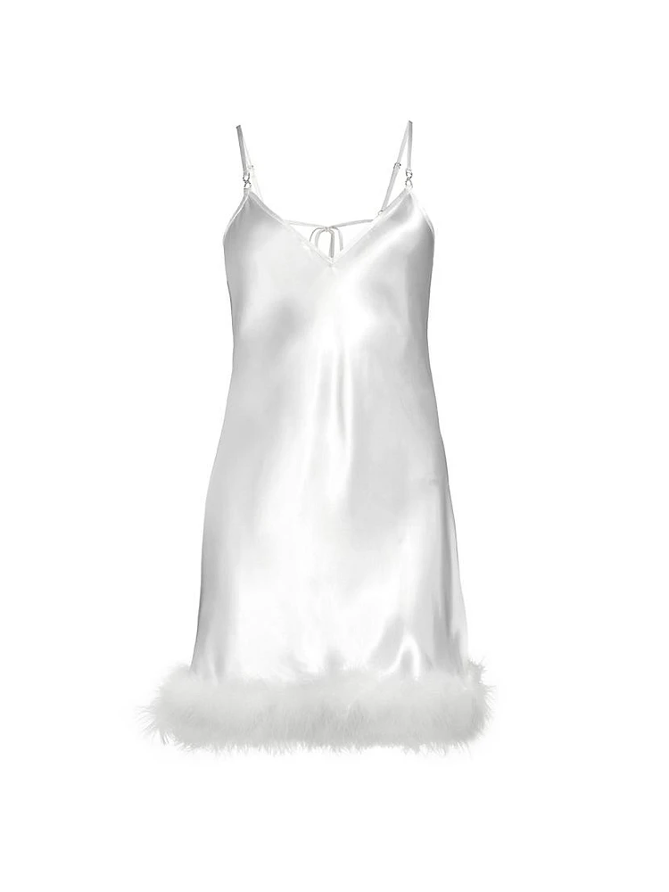 Hope Feather-Trimmed Satin Chemise