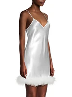 Hope Feather-Trimmed Satin Chemise