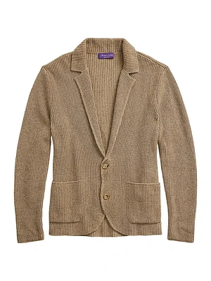 Cashmere Knit Long-Sleeve Blazer