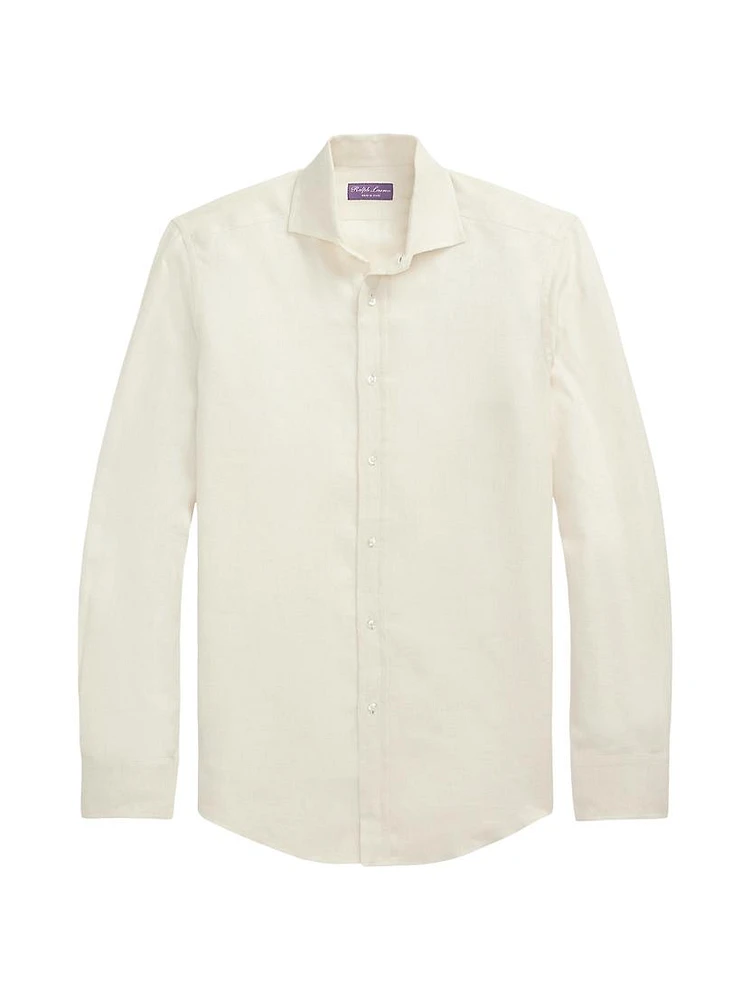 Brushed Linen Long-Sleeve Sport Shirt