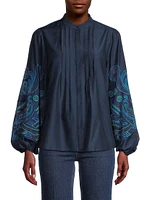 Reese Floral Embroidered Silk Blouse