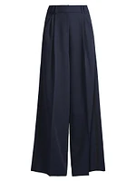 Eliza Pleated Twill Wide-Leg Pants