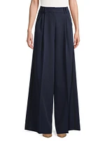 Eliza Pleated Twill Wide-Leg Pants