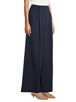 Eliza Pleated Twill Wide-Leg Pants