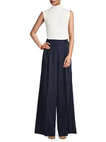 Eliza Pleated Twill Wide-Leg Pants