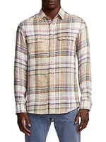 Plaid Linen Long-Sleeve Shirt