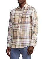 Plaid Linen Long-Sleeve Shirt