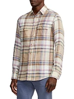 Plaid Linen Long-Sleeve Shirt