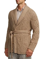 Cable-Knit Cashmere Shawl-Collar Cardigan