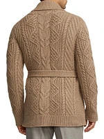 Cable-Knit Cashmere Shawl-Collar Cardigan