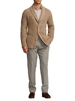 Cable-Knit Cashmere Shawl-Collar Cardigan